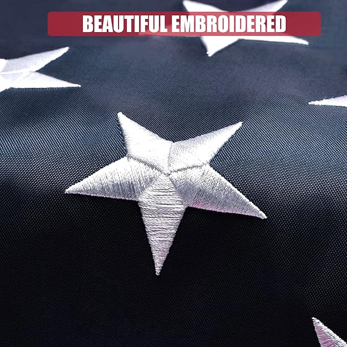 American Flag 5x8 Ft, Outdoor Premium US Flags, Heavy Duty Durable, 420D Polyester, Embroidered Stars, Brass Grommets