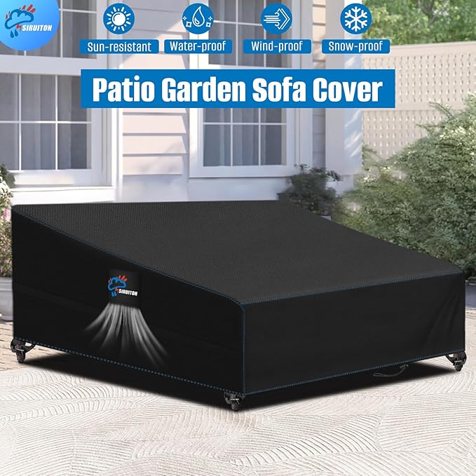 SIRUITON Garden Patio Rattan Daybed Cover Patio Bed Cover 69" W x 71" D x 31.5" H,Heavy Duty 420D Oxford Waterproof Outdoor Double Sofa/Patio Bed Lounger Covers