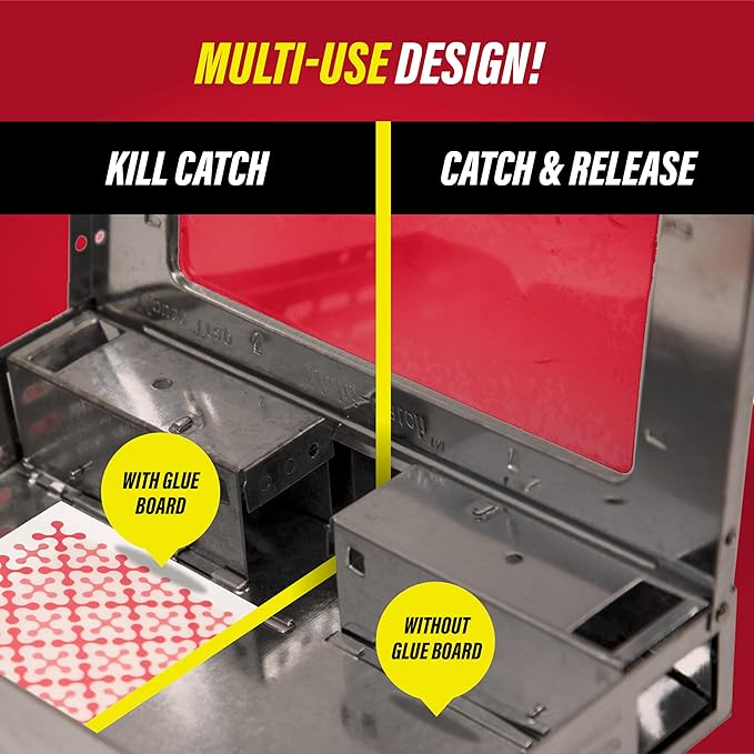 Catchmaster Multi-Catch Mouse Trap 3-Pack, Humane Mouse Traps Indoor for Home, Includes Replaceable Glue Board, Live Catch Pest Control for Garage & Shed
