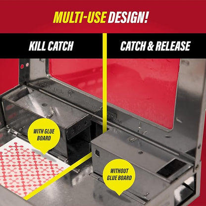 Catchmaster Multi-Catch Mouse Trap 3-Pack, Humane Mouse Traps Indoor for Home, Includes Replaceable Glue Board, Live Catch Pest Control for Garage & Shed