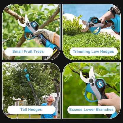 Electric Pruning Shears Cordless, 1000W Brushless 2-in-1 Pole Pruner Shears, Extend Pole to 14FT,1.4” Cutting Diameter, SK5 Blade, 2×2.0Ah Batteries, Pole Pruner for Gardening Tree Trimming