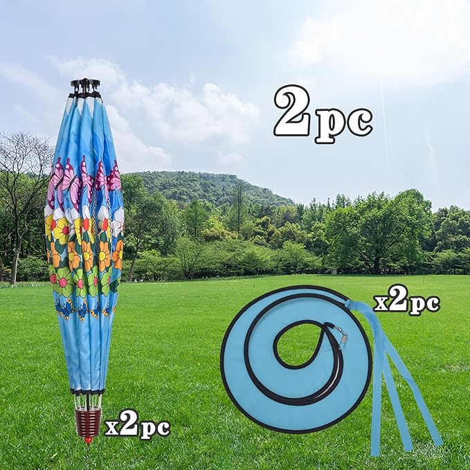 Giant Butterfly Hot Air Balloon Garden Wind Spinners Large Pinwheels Whirligigs Windmill Toys for Kids Yard Decor Lawn Decorations Outdoor Whirlygig Windmills Wind Twister Everyday 59" L 2Pack