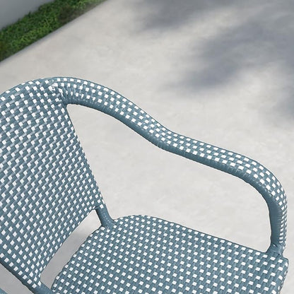 PURPLE LEAF 7 Pieces Outdoor Dining Set Patio Furniture Set with Large Aluminum Table and French Wicker Chairs for Garden Backyard Light Blue Patio Dining Set