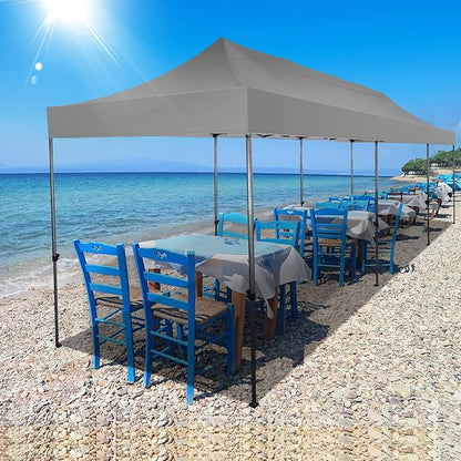 COBIZI 10x30 Pop up Canopy Tent 10x30 Canopy with Sidewall Waterproof Heavy Duty Commercial for Parties Outdoor Garden Gazebo Tent, Carry Bag with Wheel(10x30ft with Sidewalls,Gray)