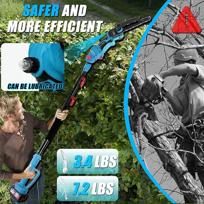 2-In-1 Electric Pole Saws for Tree Trimming, 8 Inch Mini Chainsaw with Extension Pole&2×4.0Ah Batteries, 16FT Cordless Pole Saw Battery Powered, Brushless Motor, Tree Trimmer Limb Branch Cutter Pruner