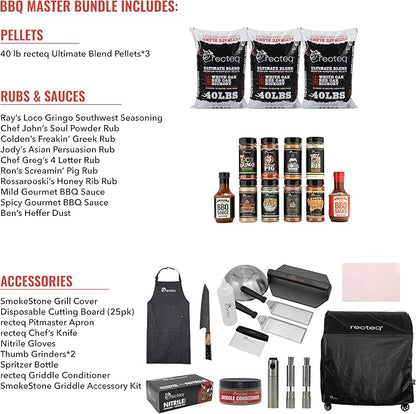 Recteq Pellet Grill SmokeStone 600 - WiFi Enabled Wood Pellet Griddle Grill with Even Temperature, SmokeStone 600 + Griddle Master Bundle