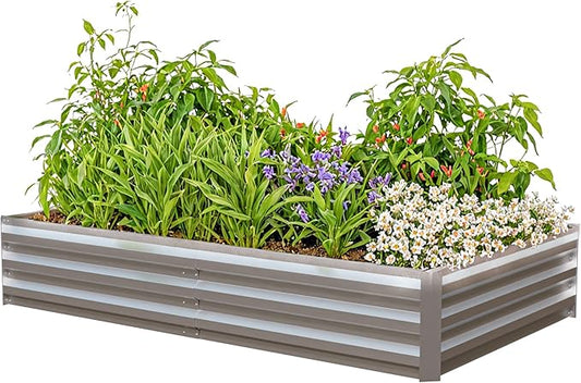 6x3x1 Ft Planter Raised Bed, Metal Planter Box, Planters Small Antifreeze Greenhouse Kit for Outdoor Plants, Flower, Galvanized Garden Bed Planter Gardening Supplies