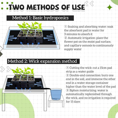 Vesici 3 Set/6 Pcs Large Self-Watering Plant Trays (30"x15") and 3mm Capillary Mat-Automatic Watering System for Indoor/Outdoor Plants, Durable Plastic Seedling Trays for Potted Plant, Garden