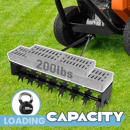 Tow Behind Lawn Aerator with 34-Inch Working Width, Manual Core Plug Aerator with Soil Penetrator Spikes, Durable Steel Construction for Lawn & Garden Aeration