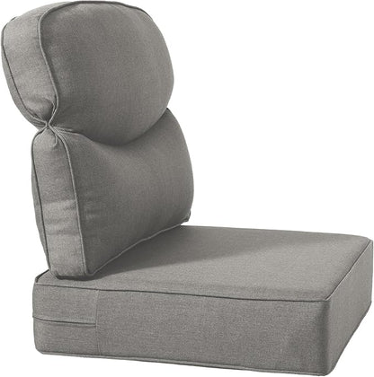 Luxury 22x24/22x25 6-Inch Smile Outdoor Cushions for Patio 5 Piece Set - Set of 5 Zippered Outside Pillows for Wicker Metal Dining Rocking Swivel Chairs Loveseat Couch Sectional Sofa - Grey