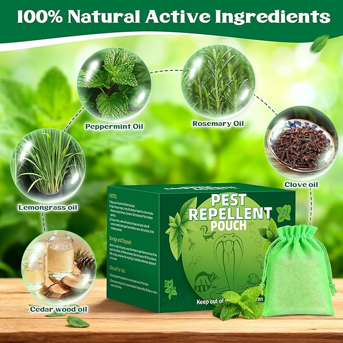 Mouse Repellent Pouches, 24PCS Peppermint Oil to Repel Mice and Rats, Rodent Repelling Packs, Natural Rat Deterrent, Indoor & Outdoor Use, Family & Pet Safe