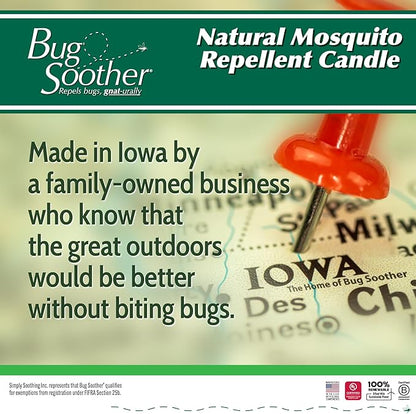 Bug Soother - Natural Insect, Gnat and Mosquito Repellent Candle, 1oz Bottle of Bug Spray Deterrent - Safe for Adults, Kids, Pets, Environment - Made in USA