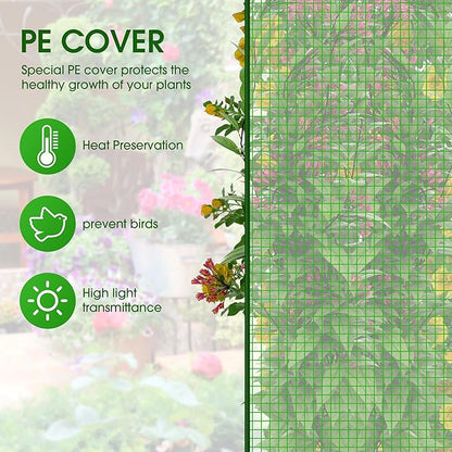 Onelike 80'' x 16'' x 55.5'' Plastic Raised Garden Bed with Greenhouse Cover and Trellis, Vertical Tomato Planters for Climbing Plants, Self Watering System Tomatoes Cage for Patio,Black,Large