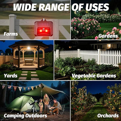 4 Pack Coyote Deterrent Devices, Solar Powered Raccoon Repellent Outdoor Devices Used to Deter Racoon Coyote Fox Skunk Deer Protect Your Chicken Coop and Property with Predator Control Lights