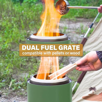 HGD 8.0 x 5.5 Inch Smokeless Firepit, Stainless Steel Fire Pits, Smokeless Fire Pit for Outside with Carry Bag for Camping Backyard Patio Garden Picnic Green
