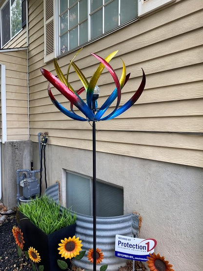 Wind Spinners Outdoor for Yard and Garden - Wind Sculptures & Spinners,70 Inch Wind Spinner with Solar Powered Multi-Color Glass Ball Light for Yard Garden Backyard Lawn Decorations