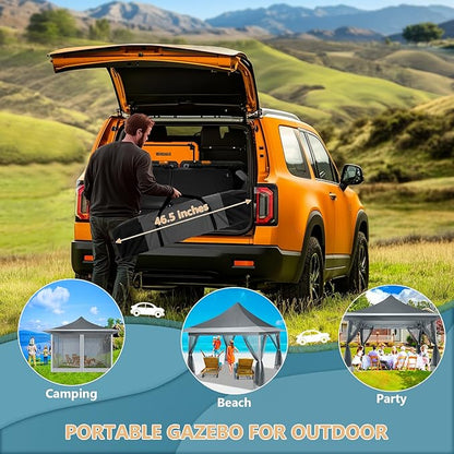 COBIZI 12x12 Pop Up Gazebo On Clearance Canopy Tent Easy Up Outdoor Gazebo Waterproof Upgrade with Mosquito Nettings and Carry Bag for Patio Garden Lawn