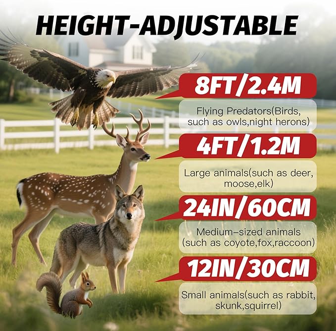 4 Pack Coyote Deterrent Devices, Solar Powered Raccoon Repellent Outdoor Devices Used to Deter Racoon Coyote Fox Skunk Deer Protect Your Chicken Coop and Property with Predator Control Lights