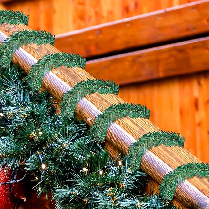 Uieke 100 Pcs Christmas Garland Ties 12Inch Artificial Pine Needles Garland Faux Pine Greenery Stems Twist Wired Tree Branches Wreath Tie for Craft Gift Wrapping Party Supply Christmas Decoration