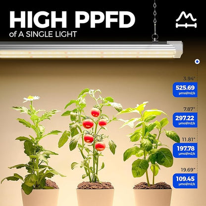 Barrina TX72 Grow Light for Indoor Plants, 4FT, 288W(4 x 72W, 2000W Equivalent), Full Spectrum with 660nm Red LEDs, High PPFD, Mechanical Timer, Linkable, Hanging Plant Lights for Greenhouse, 4 Pack
