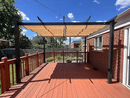 Domi Outdoor Living 10’ X 13’ Outdoor Retractable Pergola with Weather-Resistant Canopy Aluminum Garden Pergola Patio Grill Gazebo for Courtyard