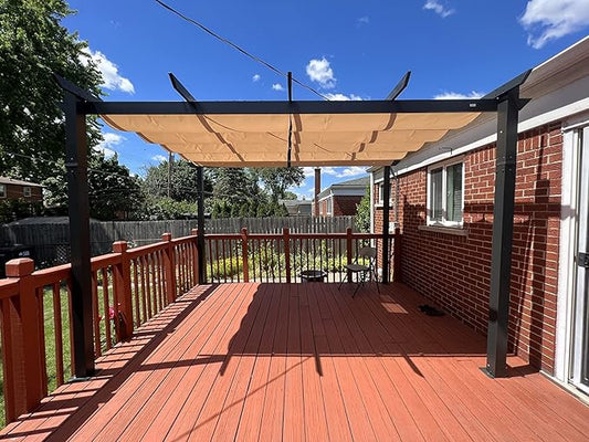 Domi Outdoor Living 10’ X 13’ Outdoor Retractable Pergola with Weather-Resistant Canopy Aluminum Garden Pergola Patio Grill Gazebo for Courtyard