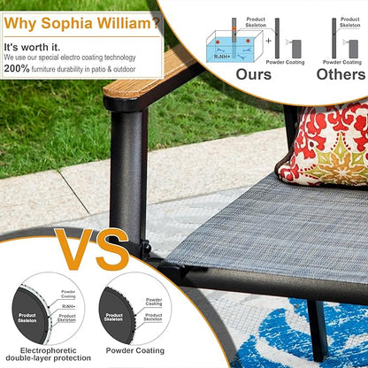 Sophia & William Patio Dining Set 9 Pieces, 8 Aluminium Patio Dining Chairs with 1 Extendable Dining Table for 6-8 Person, Patio Table and Chairs for Outdoor Lawn (Grey)
