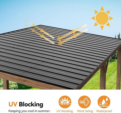 Modern Shade Supreme Cedar Wood Gazebo 12' x 20' with Hardtop Slope Roof, Wooden Grill Gazebo with Durable and Rot-Resistant, Supports Snow Loads and High Wind Speeds, Ideal for Backyard, Deck, Garden