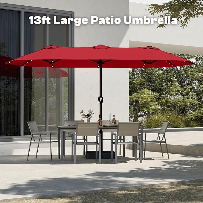 13FT Double Sided Patio Umbrella with LED Lighted