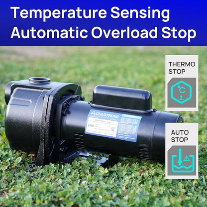 AQUASTRONG 2 HP Shallow Well Jet/Centrifugal Pump, 5200 GPH, 230V, Durable Cast Iron Booster Pump for Lawn Sprinkler, Garden Irrigation