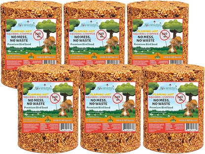 JCs Wildlife Squirrel Stopper No Mess, No Waste Large Cylinder with Hole 4.5lbs (6-Pack)