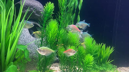 BEGONDIS 18pc Artificial Aquarium Green Plants Set, Realistic/Natural Style, Artificial Plastic Aquarium Plants for Aquarium Decorations