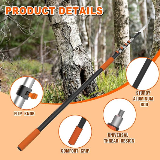 20FT Reach Pole Saw for Tree Trimming, Telescoping Tree Pruner Extendable with 3-12FT Extension Pole, Manual Saw for Yard, Garden, Patios
