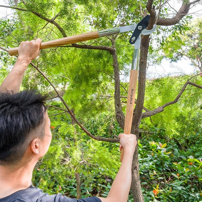 Berry&Bird Loppers and Pruners Heavy Duty, 28 Inch Bypass Loppers with Compound Action, Long Handle Tree Trimmer, Branch Cutter with ⌀ 1-3/4 Inch Cutting Capacity, Hand Loppers with Carbon Steel Blade