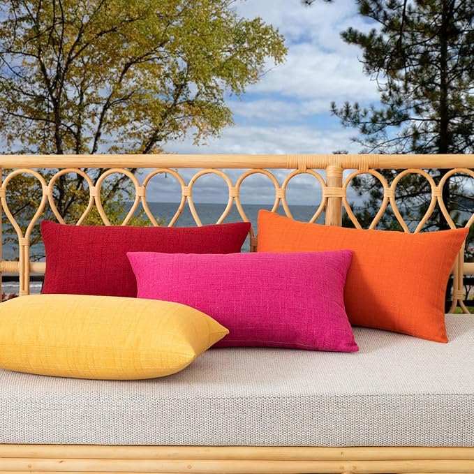 Kevin Textile Pack of 2 Outdoor Waterproof Pillow Covers - Decorative Farmhouse Throw Pillow Covers for Couch, Patio, Tent, Bed, Sofa, Living Room - 24x24 Inch Sunflower Yellow