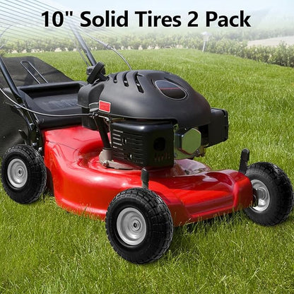 10-Inch 4.10/3.50-4 Tire and Wheel Flat Free, Heavy Duty Solid Replacement Tire with 5/8" Bearings, for Wheelbarrows Hand Trucks Dollies Trolleys Generators, (2-Pack) (Gray)