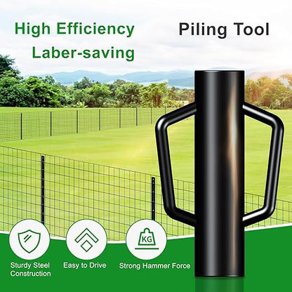 Fence Post Driver with Handle,17LB Hand Post Pounder,3.7 inches Inner Dia. Pole Rammer, Farm Wire Fencing for T Post, U-Channel Sign and Wooden Post, Black