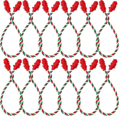 Shappy 12 Pieces Christmas Garland Banister Ties Christmas Decorative Reusable and Flexible Twist Ties for Garland, Banister Home Decoration (Red White Green)
