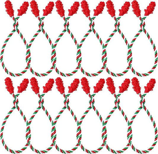 Shappy 12 Pieces Christmas Garland Banister Ties Christmas Decorative Reusable and Flexible Twist Ties for Garland, Banister Home Decoration (Red White Green)