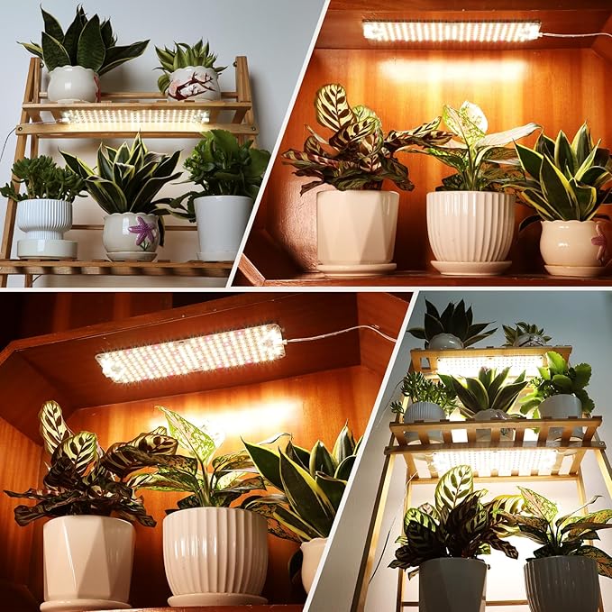 FECiDA 8Pack Grow Lights for Seed Starting, 2025 80W Flat Grow Light Panels for Shelves, Under Cabinet/Counter, Greenhouse, Indoor Plants, 4,8,12 Hr Timer, Free Linking