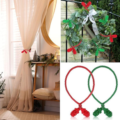 Shappy 12 Pieces Christmas Garland Banister Ties Christmas Decorative Reusable and Flexible Twist Ties for Garland, Banister Home Decoration (Red,Green)