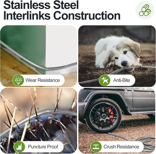 Garden Hose Metal 75 ft, Stainless Steel Water Hose with Upgrage Aluminum Nozzles, Flexible | Heavy Duty | Lightweight | No Kink | Anti-Bite Hose for Yard, RV Park, Outdoor Watering