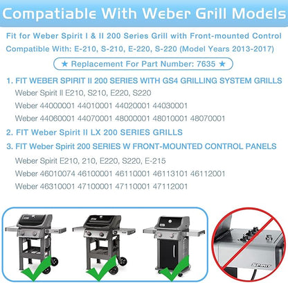 7635 Flavorizer Bars for Weber Spirit GS4 200 Series Gas Grill Parts Flame Guards Replacement Spirit 2 E210 S210 E215 E220 S220 Heat Deflector 15.3" Porcelain Stainless Steel