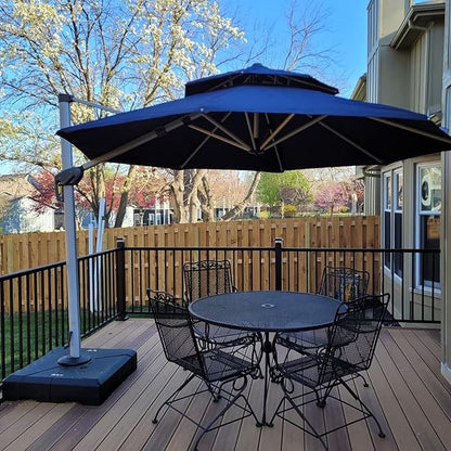 PURPLE LEAF 10 Feet Patio Umbrella Outdoor Round Umbrella Large Cantilever Umbrella Windproof Offset Heavy Duty Sun for Garden Deck Pool Patio, Navy Blue