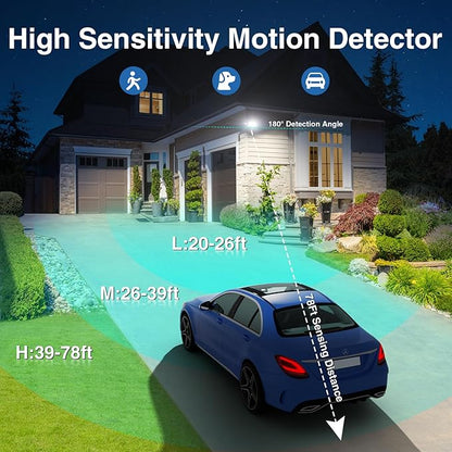 150W Motion Sensor Lights Outdoor for Outside, 15000LM LED Flood Lights Outdoor wired Dusk to Dawn, Exterior Security Floodlight Fixture Waterproof IP65, Outdoor Lighting for House, Garage 2 Pack