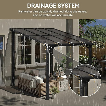 Aoxun 8’x10’ Gazebo, Wall Mounted Gazebos Pergola on Clearance, Outdoor Patio, Large Wall-Mounted Heavy Duty Awnings for Patio, Decks, Backyard（Black）