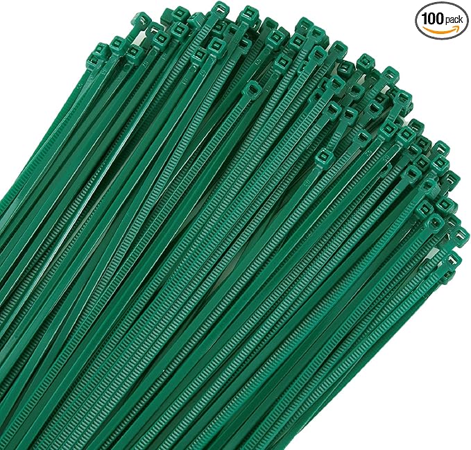 Green Zip Ties 6 inch 3mm Dark Green Nylon Garden Cable Zip Ties Self Locking Cable Ties Twist Ties, Multi-Purpose Cable Tie(100 Pcs)