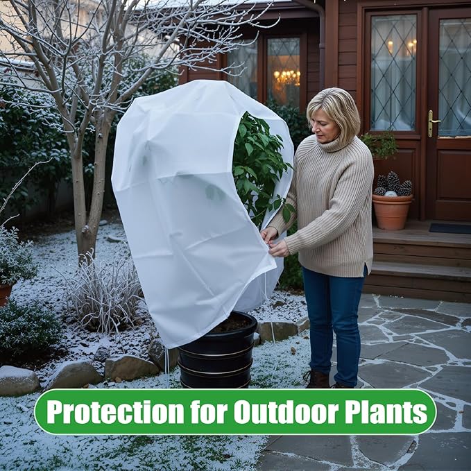 2-Pack Plant Covers Freeze Protection, Winter Frost Cloth with Zipper & Drawstring - 47.24''W x 70.87''H White Frost Blankets for Outdoor Garden Plants and Trees