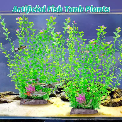 Hamiledyi Aquarium Plastic Plants Aquarium Decor Artificial Fish Tank Plants,Tall Fish Tank Decorations, Extra Large Aquarium Plant 20.4-inch Tall,2PCS
