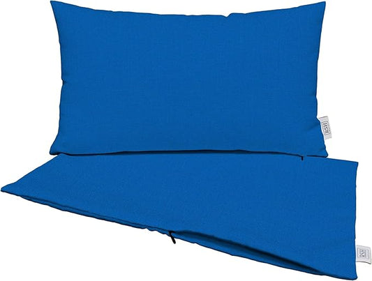RSH DECOR: Sunbrella Pillow Covers Set of 2 | Covers Only - 20" x 12" | Outdoor Lumbar Pillow Covers Crafted with Sunbrella Performance Fabric | Canvas Pacific Blue